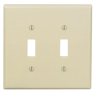 LEVITON Leviton PJ2-I 2-gang Toggle Switch Wallplate Ivory