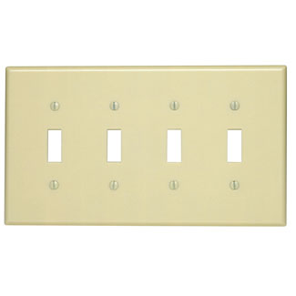 LEVITON Leviton PJ4-I 4-gang Toggle Switch Wallplate Ivory