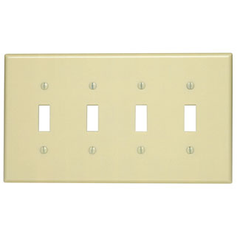 LEVITON Leviton PJ4-I 4-gang Toggle Switch Wallplate Ivory