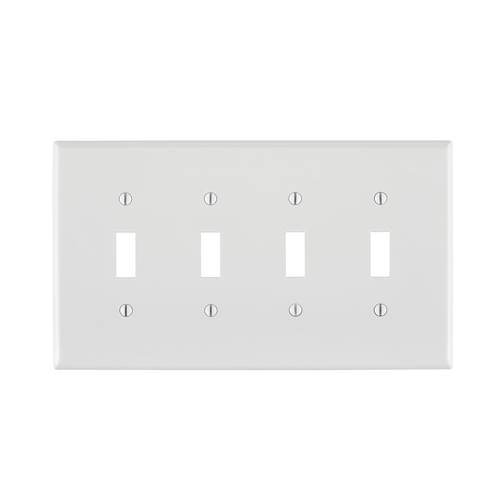 LEVITON Leviton PJ4-W 4-gang Toggle Switch Wallplate White
