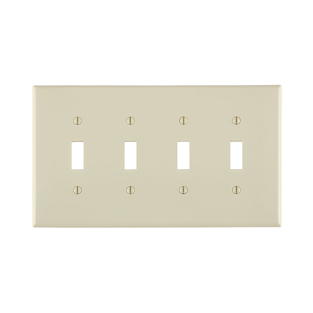 LEVITON Leviton PJ4-T 4-gang Toggle Wallplate Midway Light Almond