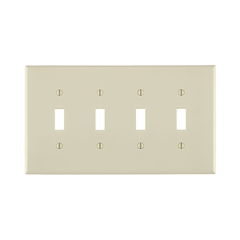 LEVITON Leviton PJ4-T 4-gang Toggle Wallplate Midway Light Almond