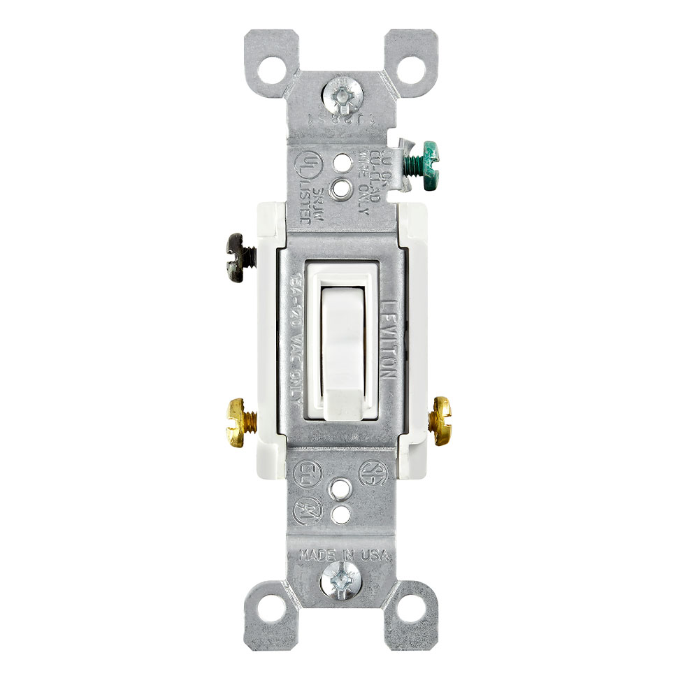 LEVITON Leviton 1453-2W 15A 3-way Toggle Switch Grounding White
