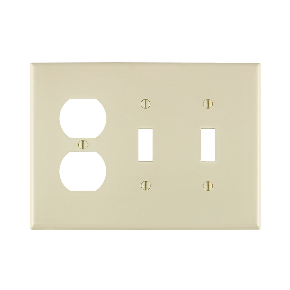 LEVITON Leviton PJ21-T 3-gang Combo Wallplate Midway Light Almond