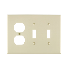 LEVITON Leviton PJ21-T 3-gang Combo Wallplate Midway Light Almond