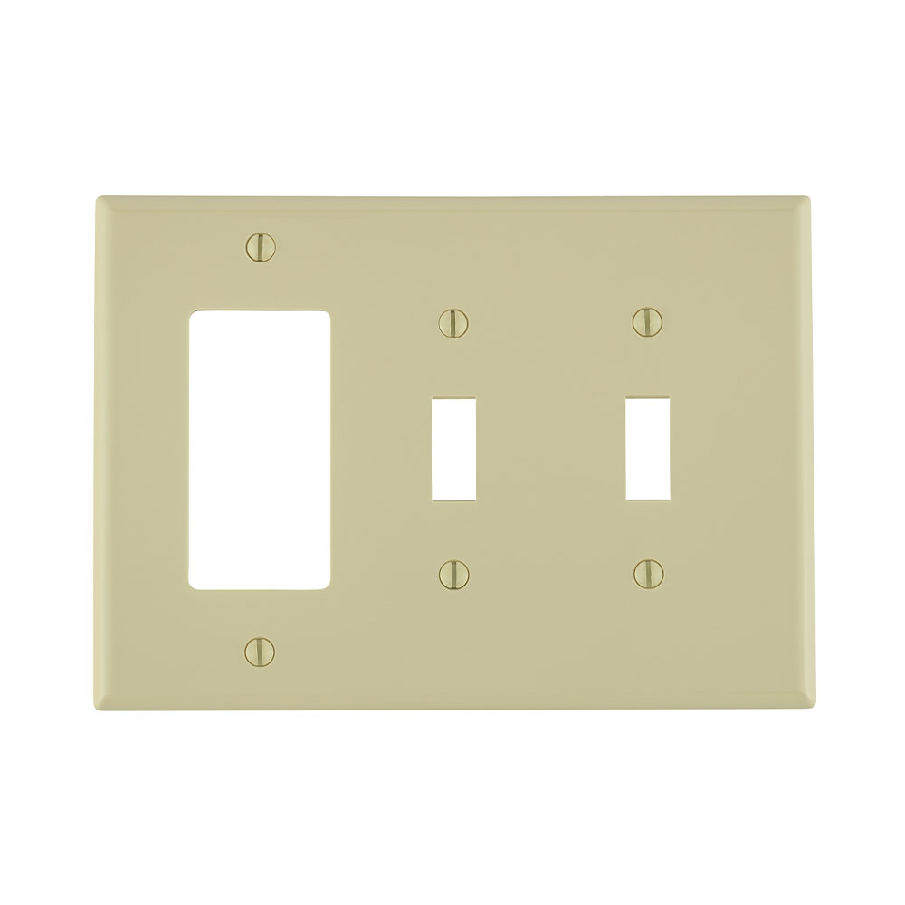 LEVITON Leviton PJ226-I 3-gang Combo Wallplate Ivory Midway
