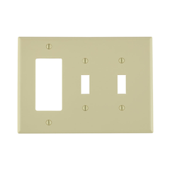 LEVITON Leviton PJ226-I 3-gang Combo Wallplate Ivory Midway