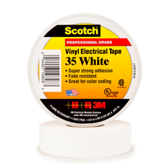 3M 3M 35WH3/4 Vinyl Color Coding Electrical Tape White 3/4 in