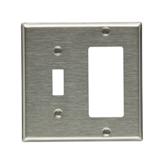 EATON Eaton 93403-BOX 2 Gang Toggle Decorator Wall Plate Ss