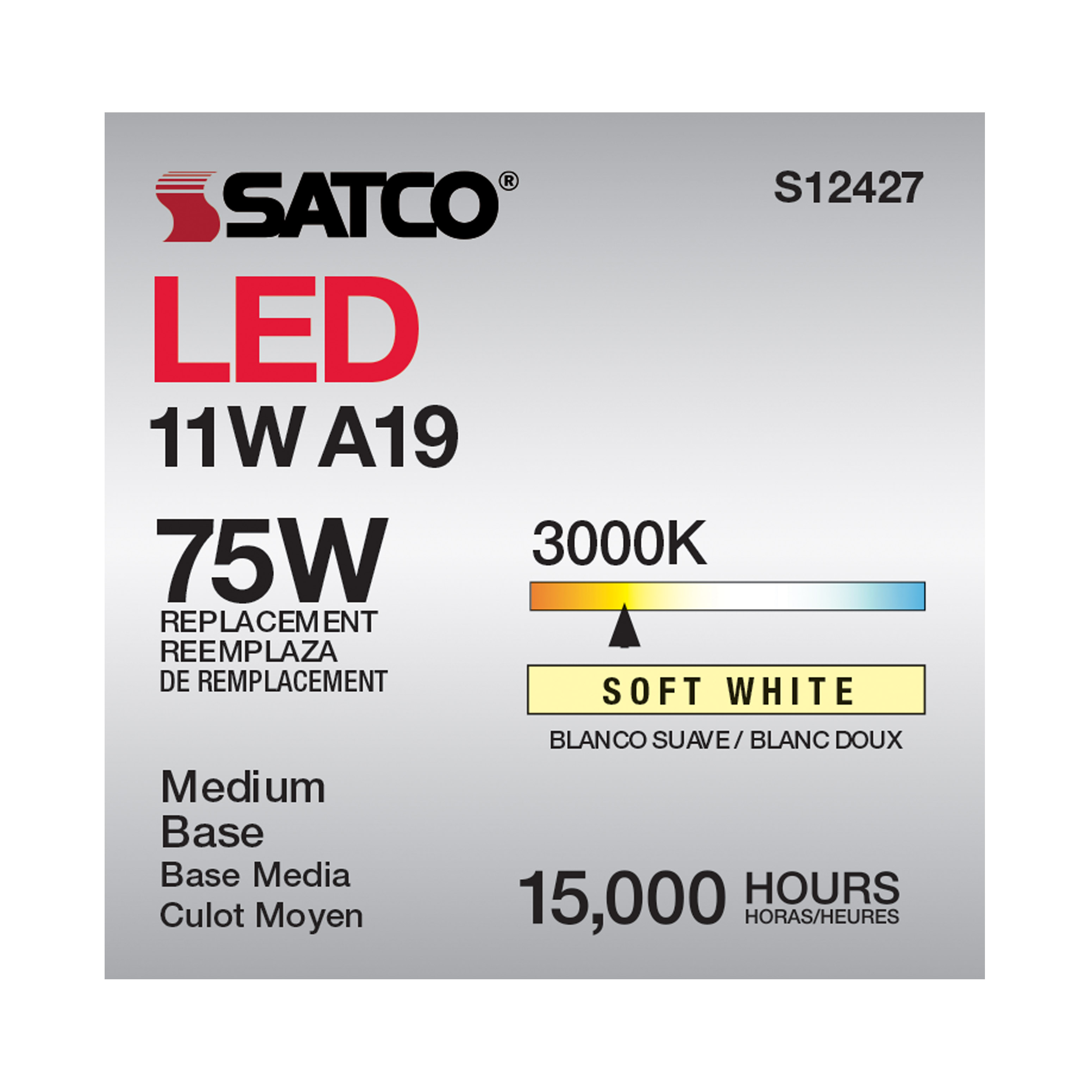 SATCO-NUVO Satco-nuvo S12427 Led A19 Filament Lamp 11W 3000K 90 Cri