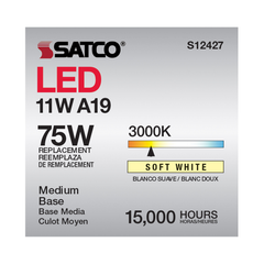 SATCO-NUVO Satco-nuvo S12427 Led A19 Filament Lamp 11W 3000K 90 Cri