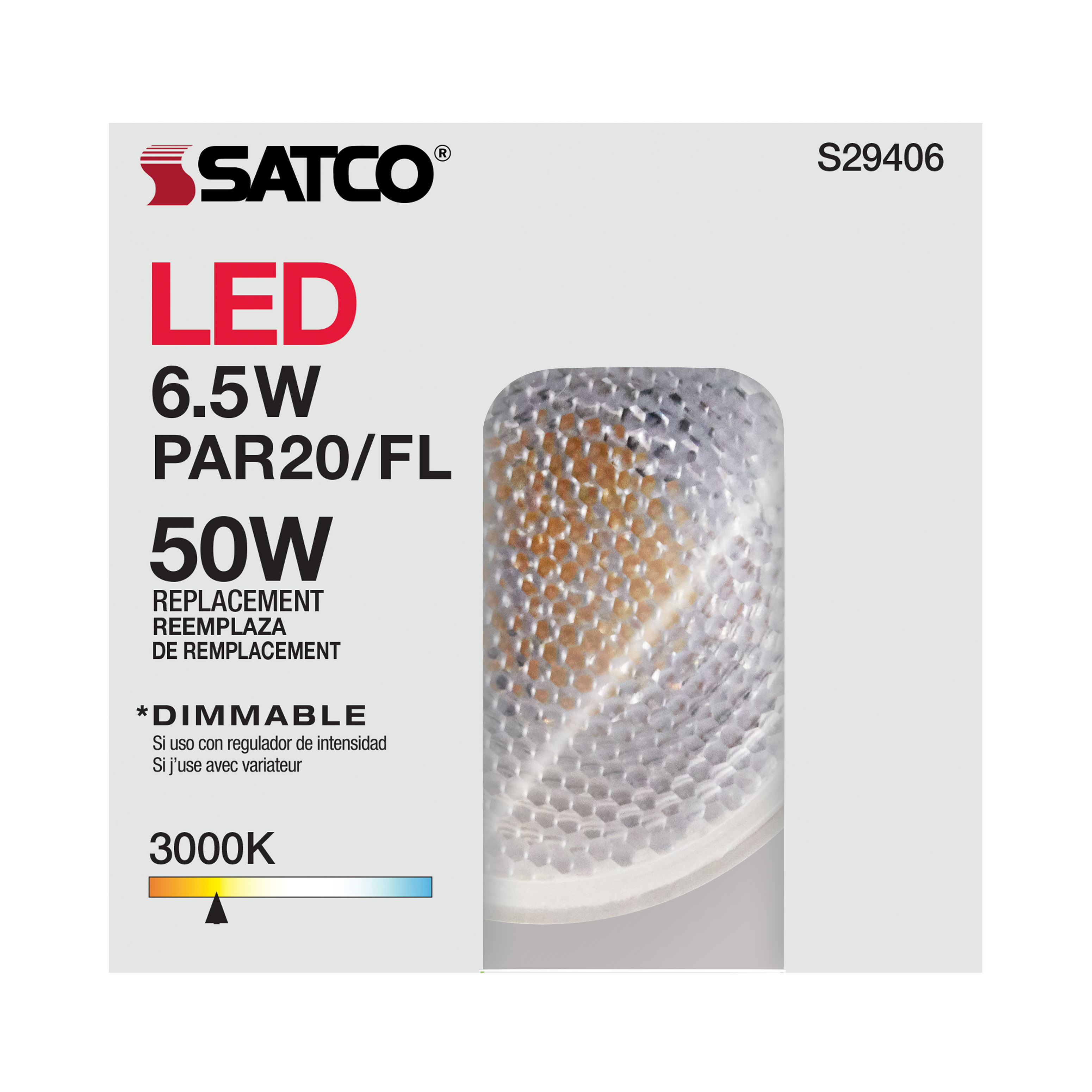 SATCO-NUVO Satco-nuvo S29406 PAR20 Led Lamp 6.5W 3000K Medium Base