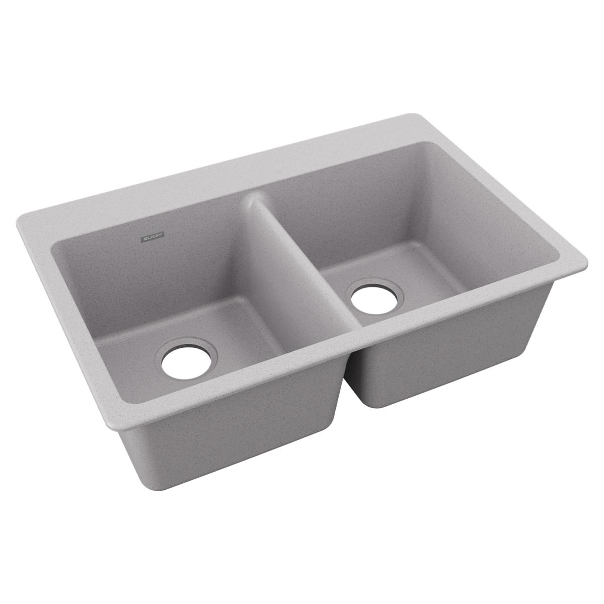 ELKAY Elkay ELG3322GS0 Quartz Double Bowl Drop-in Sink Greystone