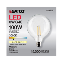 SATCO-NUVO Satco-nuvo S21258 G40 Led Filament Lamp 8W Clear E26 3000K