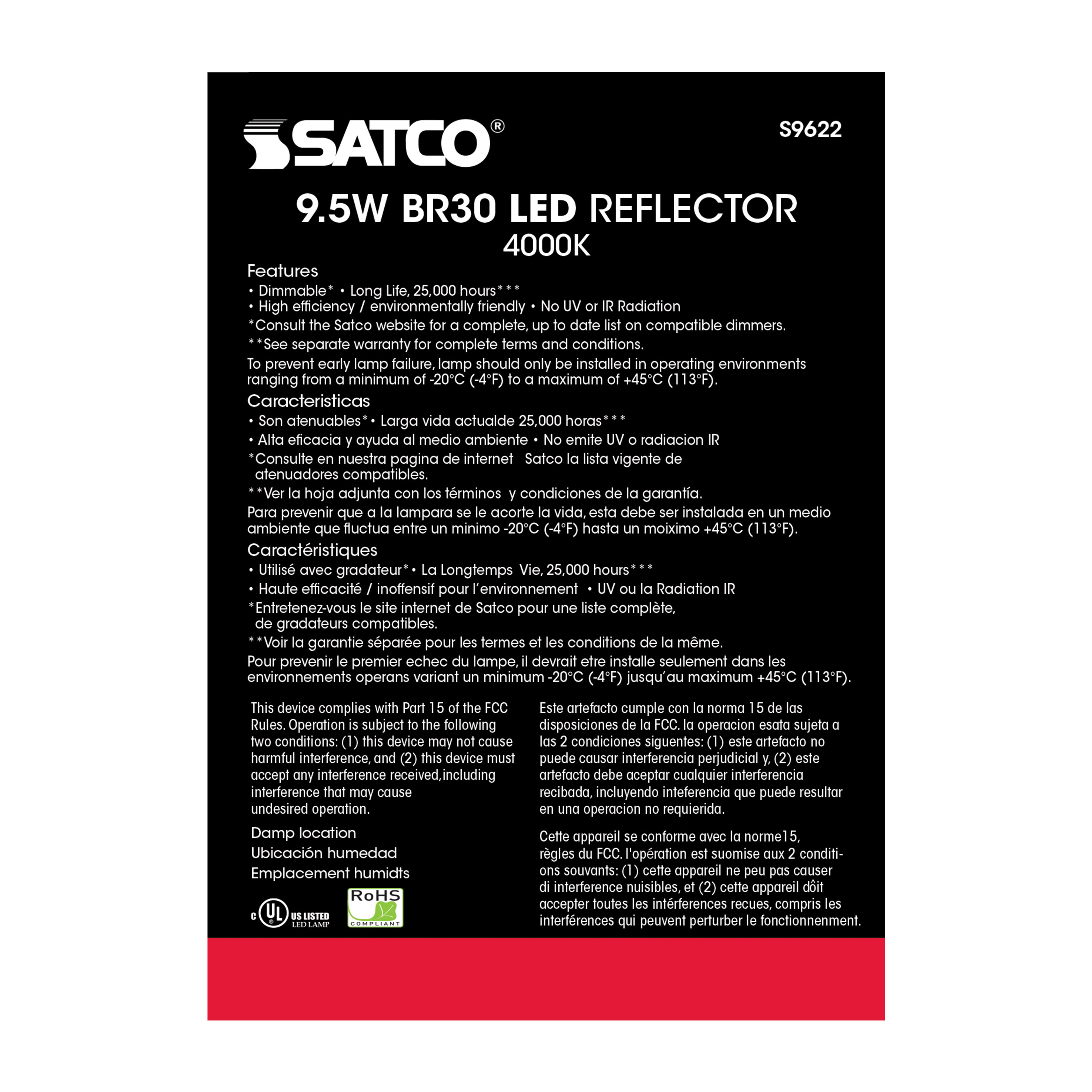 SATCO-NUVO Satco-nuvo S9622 BR30 Led Flood Lamp 9.5W 4000K Dimmable