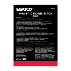 SATCO-NUVO Satco-nuvo S9622 BR30 Led Flood Lamp 9.5W 4000K Dimmable