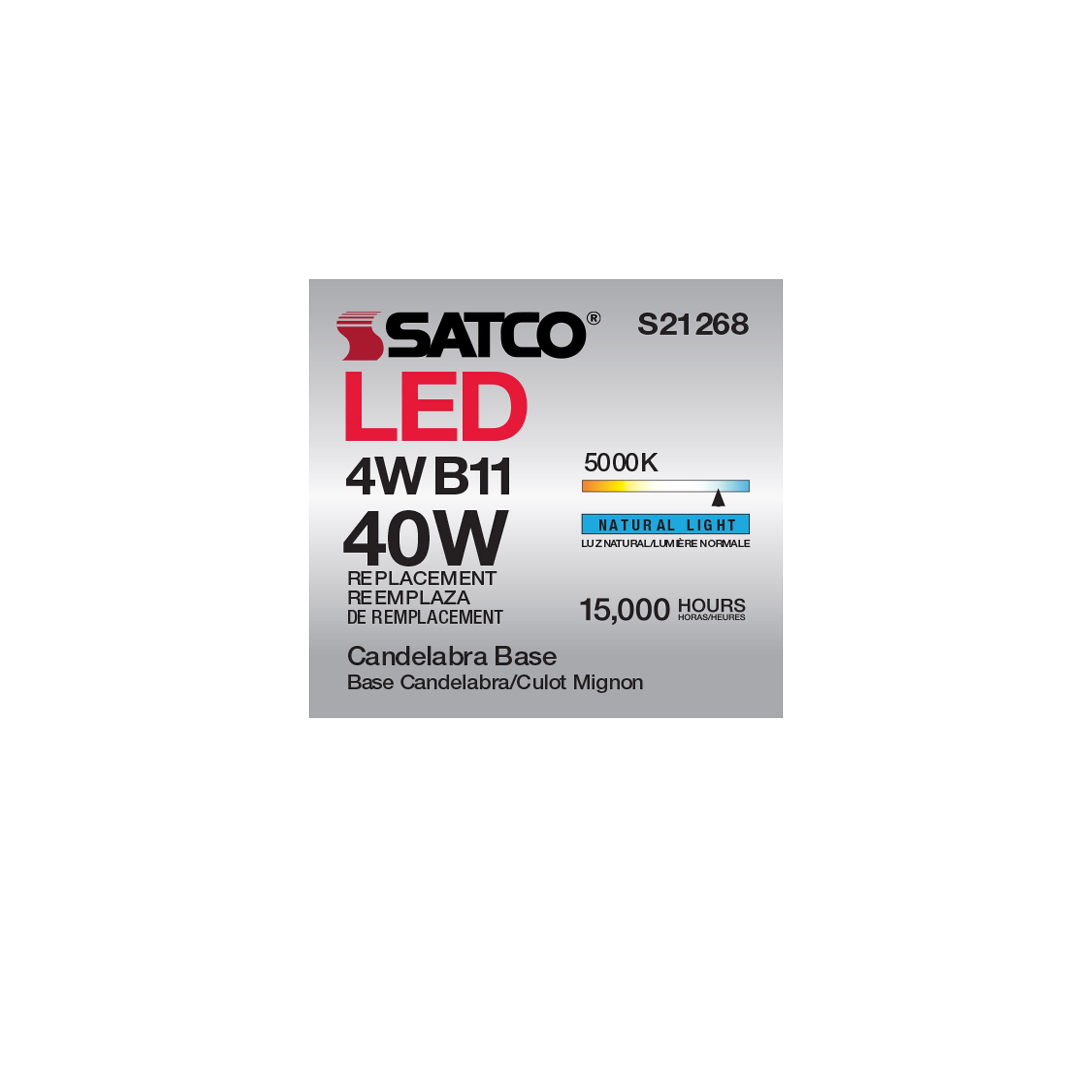 SATCO-NUVO Satco-nuvo S21268 B11 Led Filament Bulb 4W 5000K Candelabra