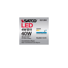 SATCO-NUVO Satco-nuvo S21268 B11 Led Filament Bulb 4W 5000K Candelabra