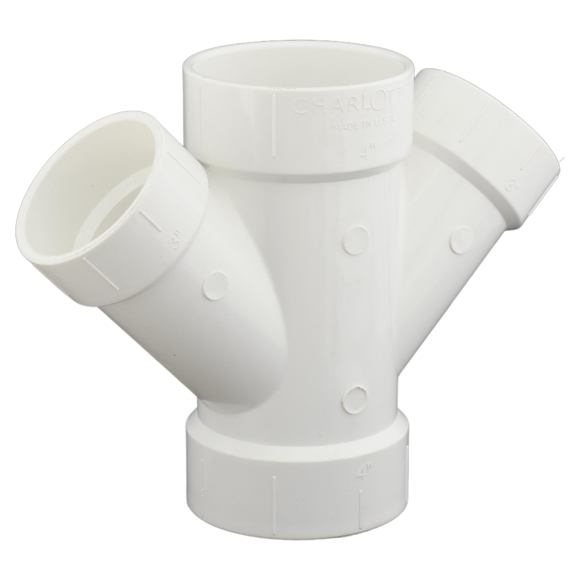 CHARLOTTE PIPE Charlotte Pipe PVC-612-4X4X3X3 Pvc Dwv Double Wye Fitting