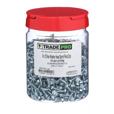 PECO FASTENERS Peco Fasteners tp-8x1/2tpm Hex Washer Head Screw 1000 Pack