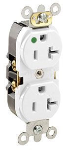 LEVITON Leviton 8300-HLW Hospital Grade Duplex Outlet 20A 125V