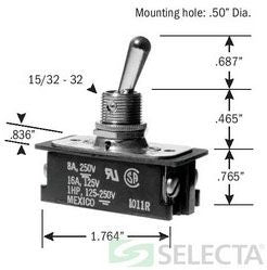 SELECTA Selecta SS210-9-BG 16A Dpst Toggle Switch