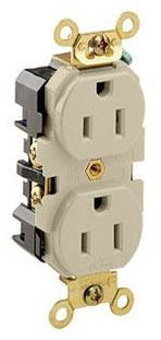LEVITON Leviton 5262-I Duplex Receptacle Nema 5-15R 15A 125V Ivory
