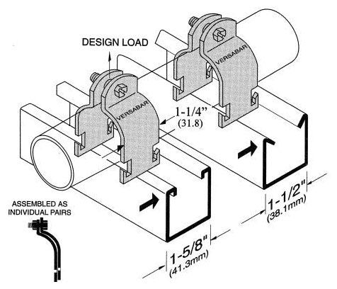 VERSABAR Versabar VP-9250 Plated Pipe Support Bar 2.5 Inches