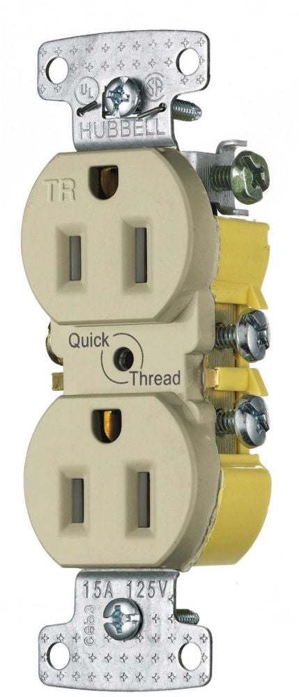 HUBBELL Hubbell RR15QITR 15A 125V Residential Duplex Receptacle
