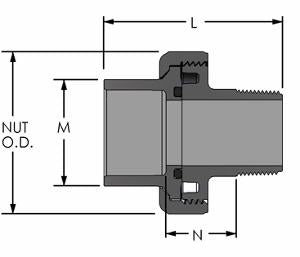 SPEARS Spears 8094-007 Sch 80 Pvc Union 3/4 in Socket X Mipt Epdm