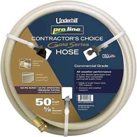UNDERHILL Underhill H58-050PRO-G Garden Hose 5/8 in X 50 Ft
