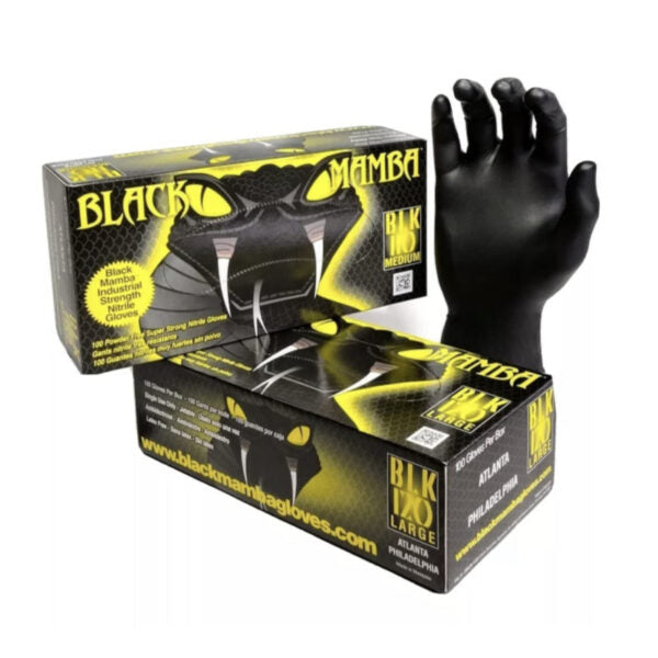 BON Bon 85-4805 Black Nitrile Gloves 6 Mil Large 100/box