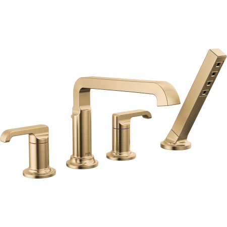 DELTA FAUCET Delta Faucet T4789-CZ-PR-LHP Tetra Tub Deck Mounted Roman Tub Filler with Built-In Diverter and Hand Shower - Less Handles and Rough In