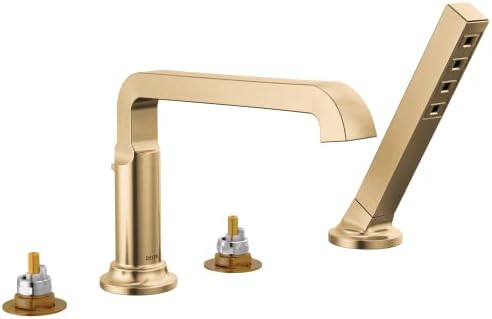 DELTA FAUCET Delta Faucet T4789-CZ-PR-LHP Tetra Tub Deck Mounted Roman Tub Filler with Built-In Diverter and Hand Shower - Less Handles and Rough In