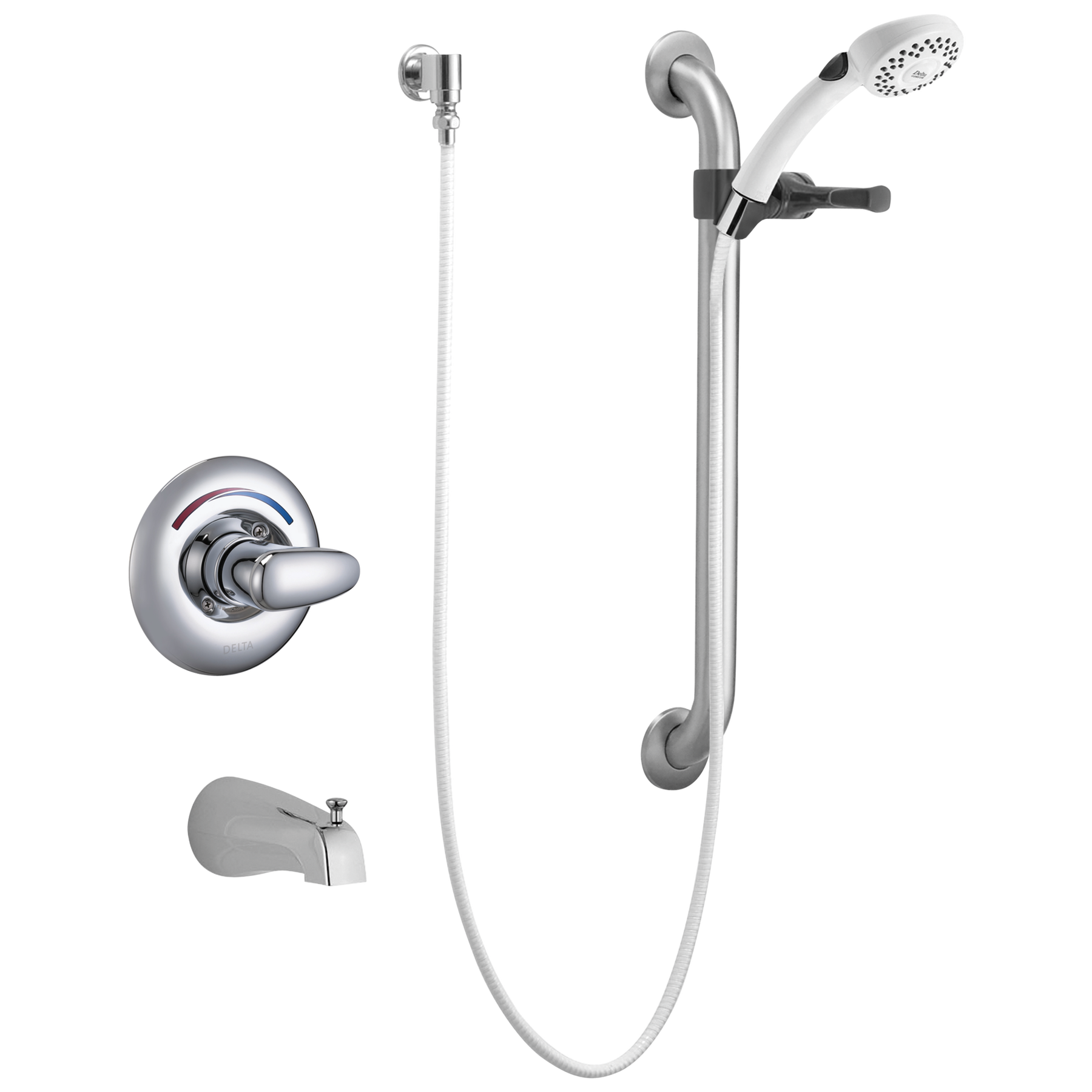 DELTA FAUCET Delta Faucet T13H252 Universal Tub Trim Hand Shower and Grab Bar 24 inch