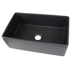 NANTUCKET SINKS Nantucket Sinks FCFS3320S-MB-WAVES Farmhouse Fireclay Sink with Waves Apron 33-Inch