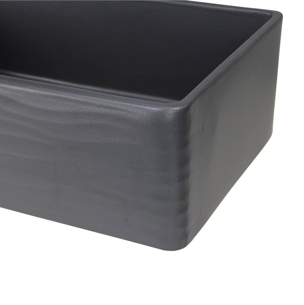 NANTUCKET SINKS Nantucket Sinks FCFS3320S-MB-WAVES Farmhouse Fireclay Sink with Waves Apron 33-Inch