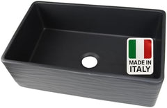 NANTUCKET SINKS Nantucket Sinks FCFS3320S-MB-WAVES Farmhouse Fireclay Sink with Waves Apron 33-Inch