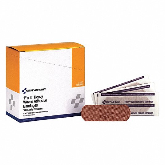 FIRST AID ONLY First Aid Only 1-800 1 x 3 Heavy Woven Fabric Bandages 100 Box