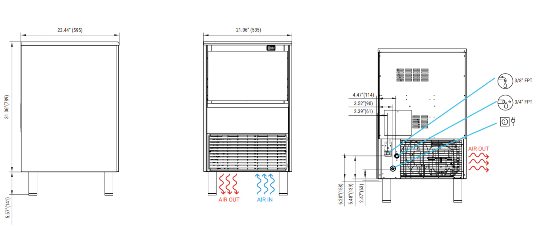 ITV Itv SPIKA NG 160 A1H half cube undercounter ice maker 159 lbs/day 21 inchesW