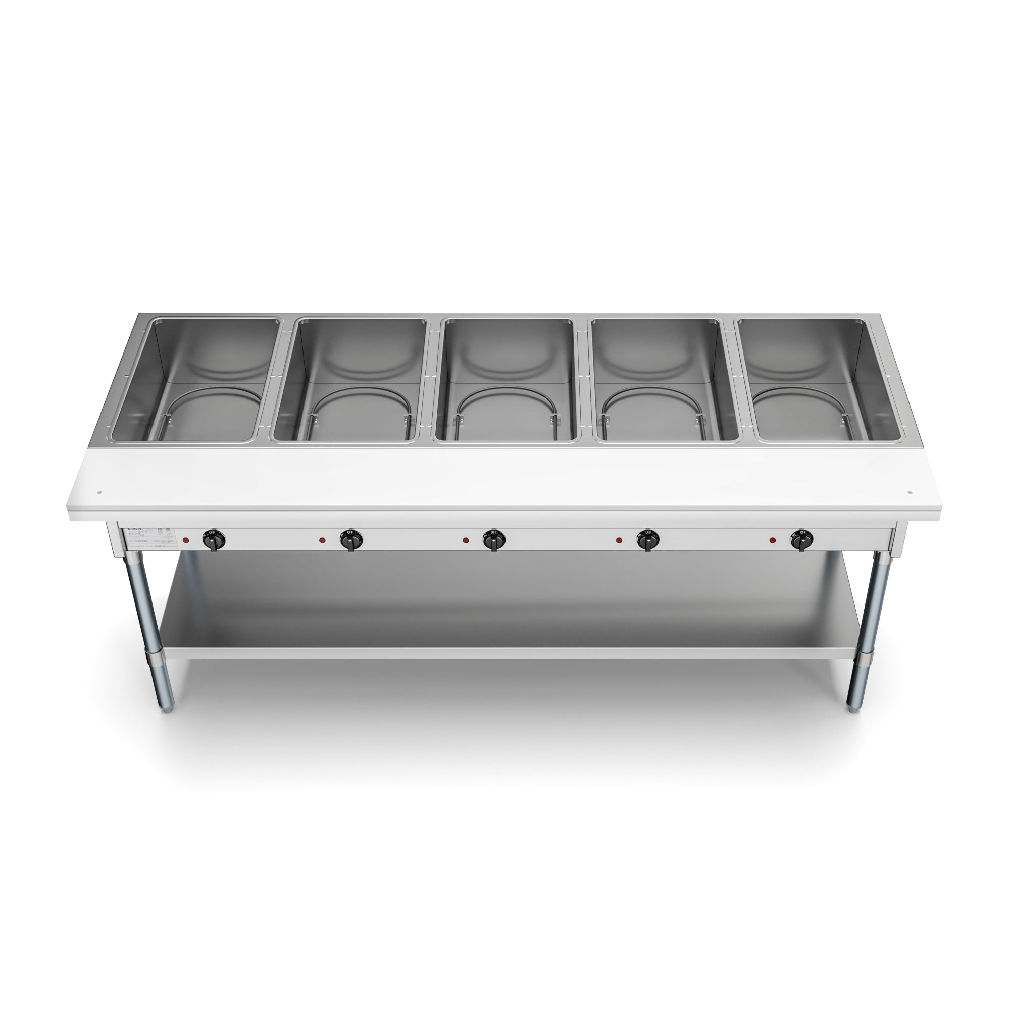 KOOLMORE Koolmore KM-OWS-5 Five Pan Open Well Electric Steam Table with Undershelf 240V