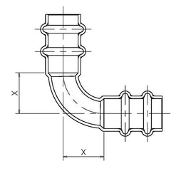 MUELLER INDUSTRIES Mueller Industries RP02055 1-3/8 inches OD ACR copper press long radius 90-degree elbow