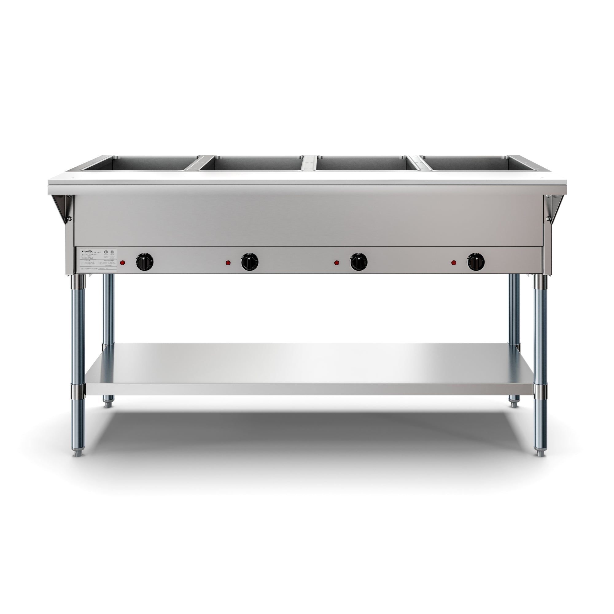 KOOLMORE Koolmore km-ows-4 four pan open well electric steam table 58.1 in. with undershelf