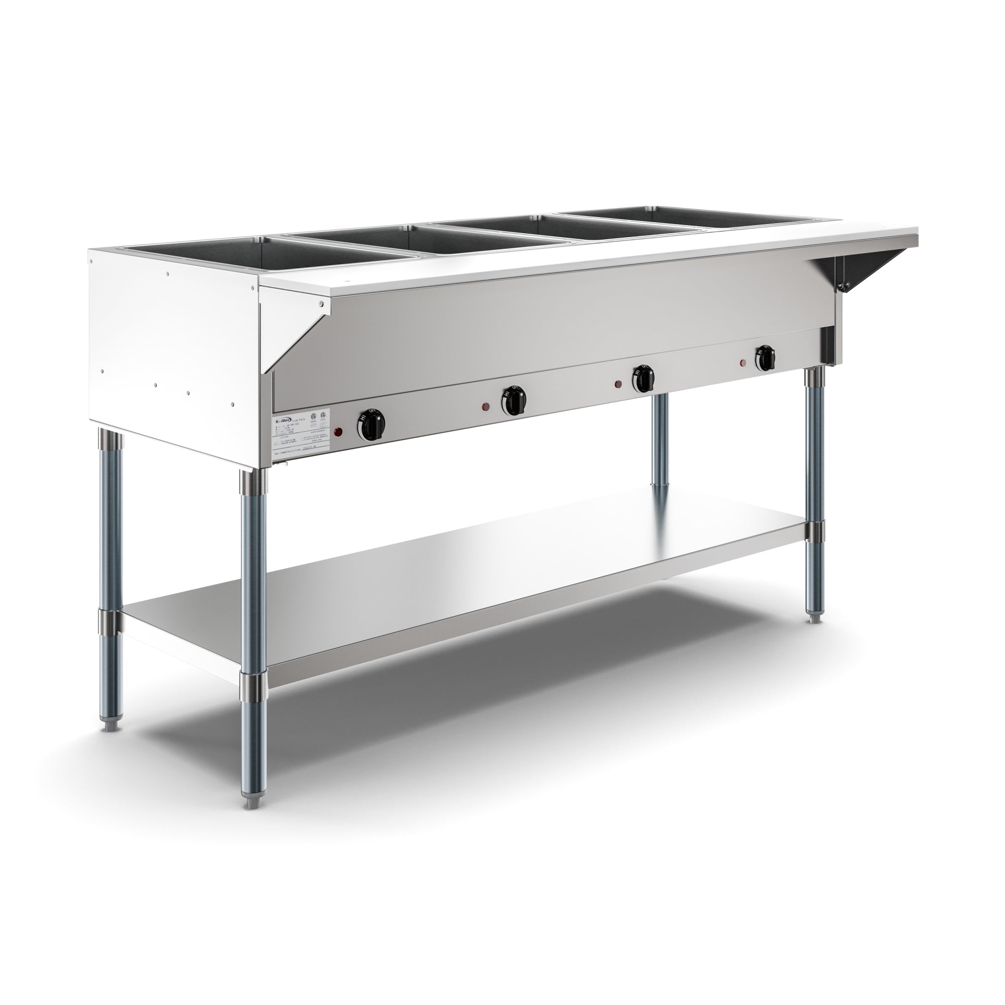KOOLMORE Koolmore km-ows-4 four pan open well electric steam table 58.1 in. with undershelf
