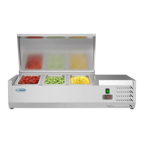 KOOLMORE Koolmore SCDC-3P-SG 40 inch 3 pan refrigerated countertop condiment prep rail sandwich prep station 115 volts