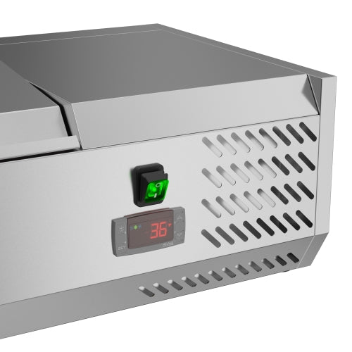 KOOLMORE Koolmore SCDC-3P-SG 40 inch 3 pan refrigerated countertop condiment prep rail sandwich prep station 115 volts