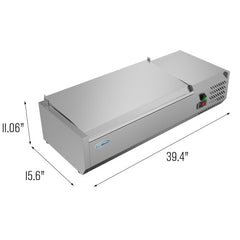 KOOLMORE Koolmore SCDC-3P-SG 40 inch 3 pan refrigerated countertop condiment prep rail sandwich prep station 115 volts