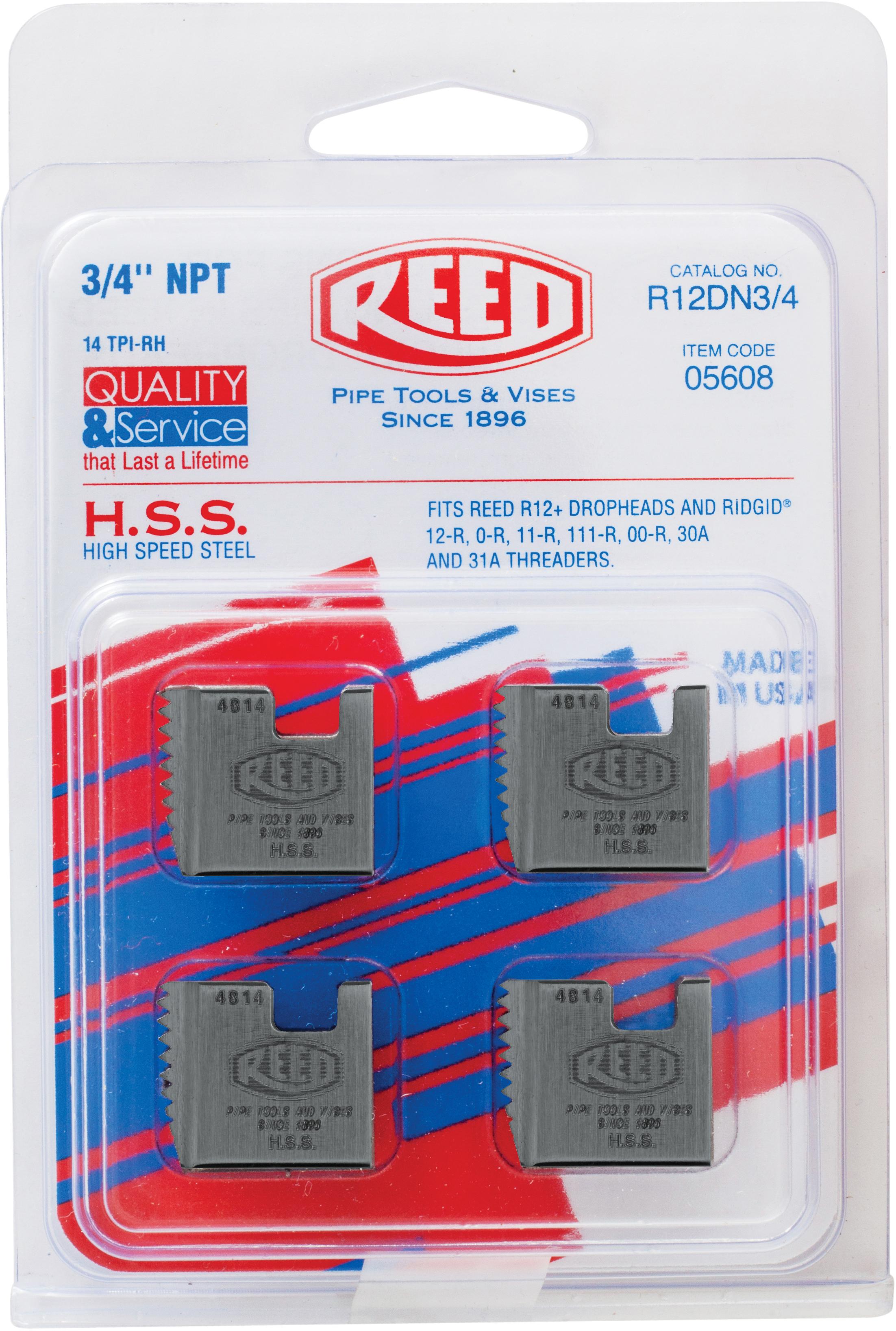 REED Reed 05608 R12+ Segmental Die 3/4 in NPT Thread Right Hand Thread 4 Pieces