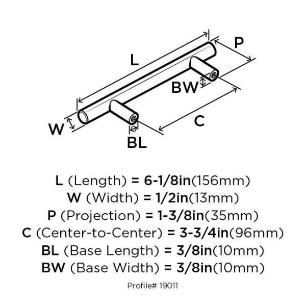 AMEROCK Amerock BP40516BBR Bar Cabinet Pull (3-3/4 in CTC)