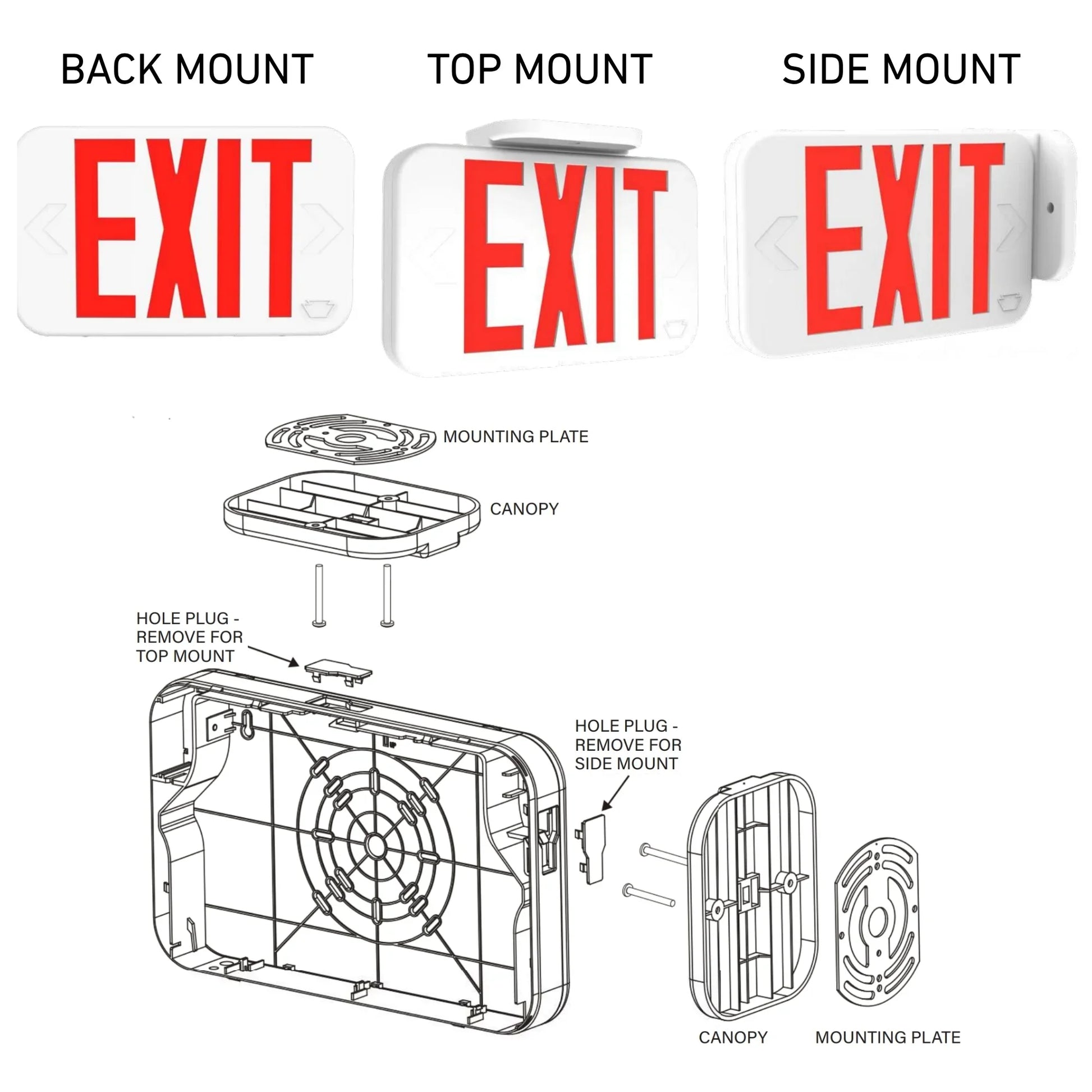 KEYSTONE Keystone KT-EX-TP1-WH3RG-SU 1.1W Style 1 SmartSafe LED Exit Sign (Surface Mount) LEXRG1W/WH-K
